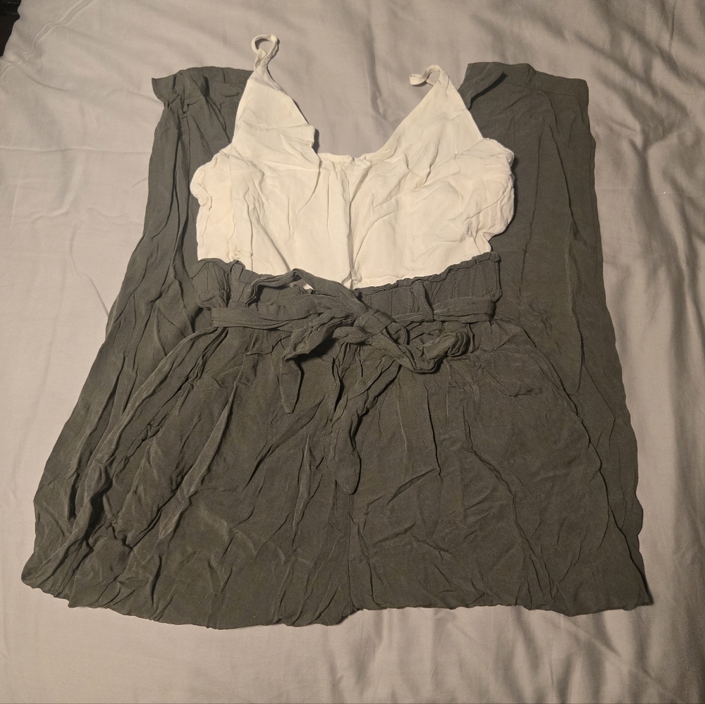 NWOT Green Cream Formal Party Business Casual Pants Jumpsuit